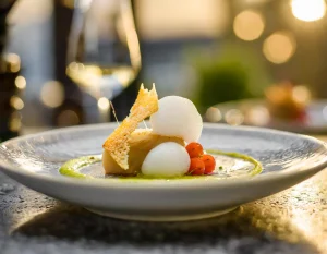 Plato cocina molecular con aire elaborado con lecitina de soja