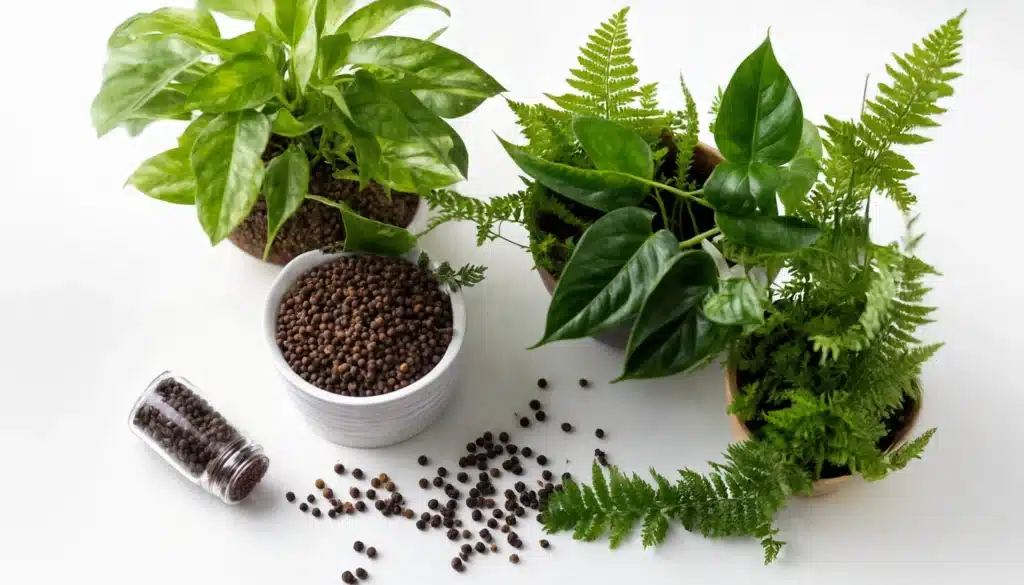 plantas con granos de pimienta negra. Descubre los 7 Usos inesperados de la pimienta negra fuera de la cocina