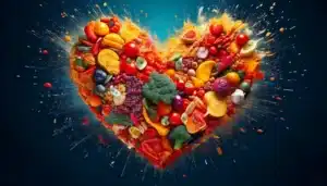 un corazón con comida que expresa las emociones al cocinar