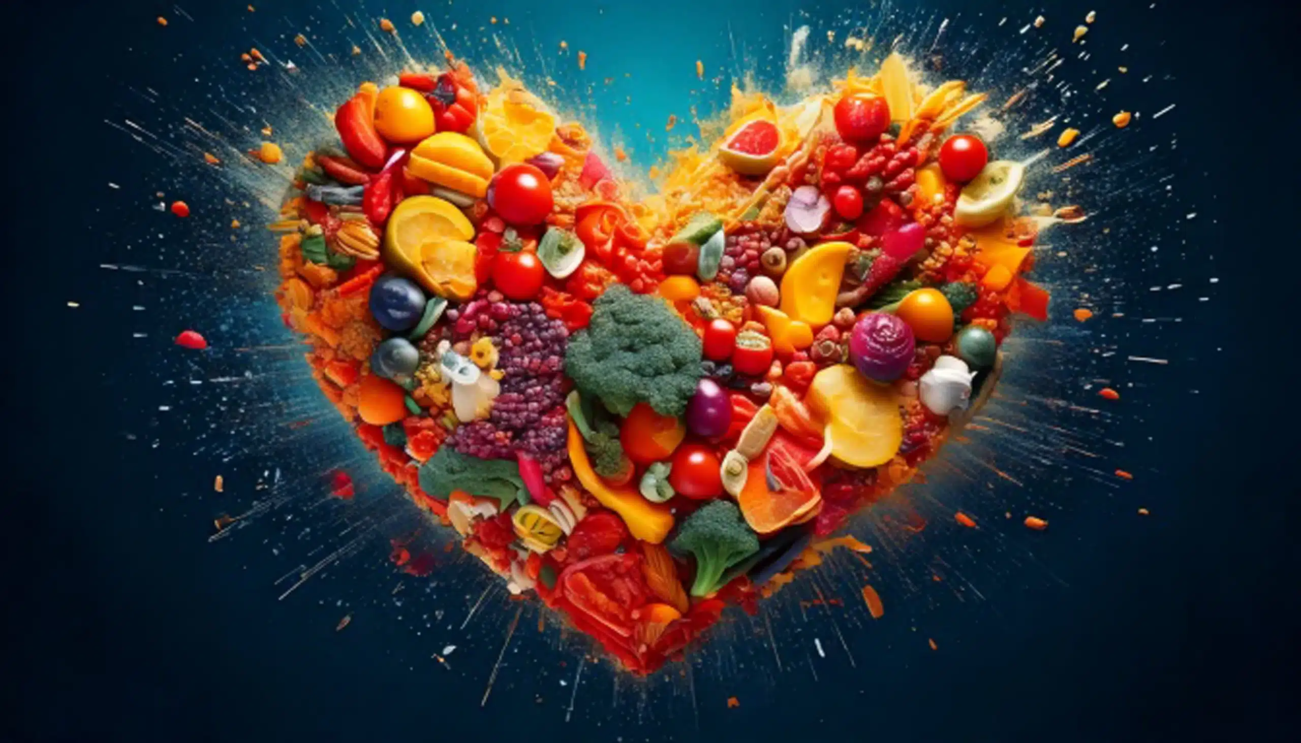 un corazón con comida que expresa las emociones al cocinar