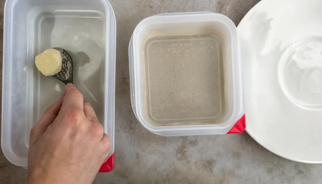 una esferificación en un baño de cloruro cálcico
