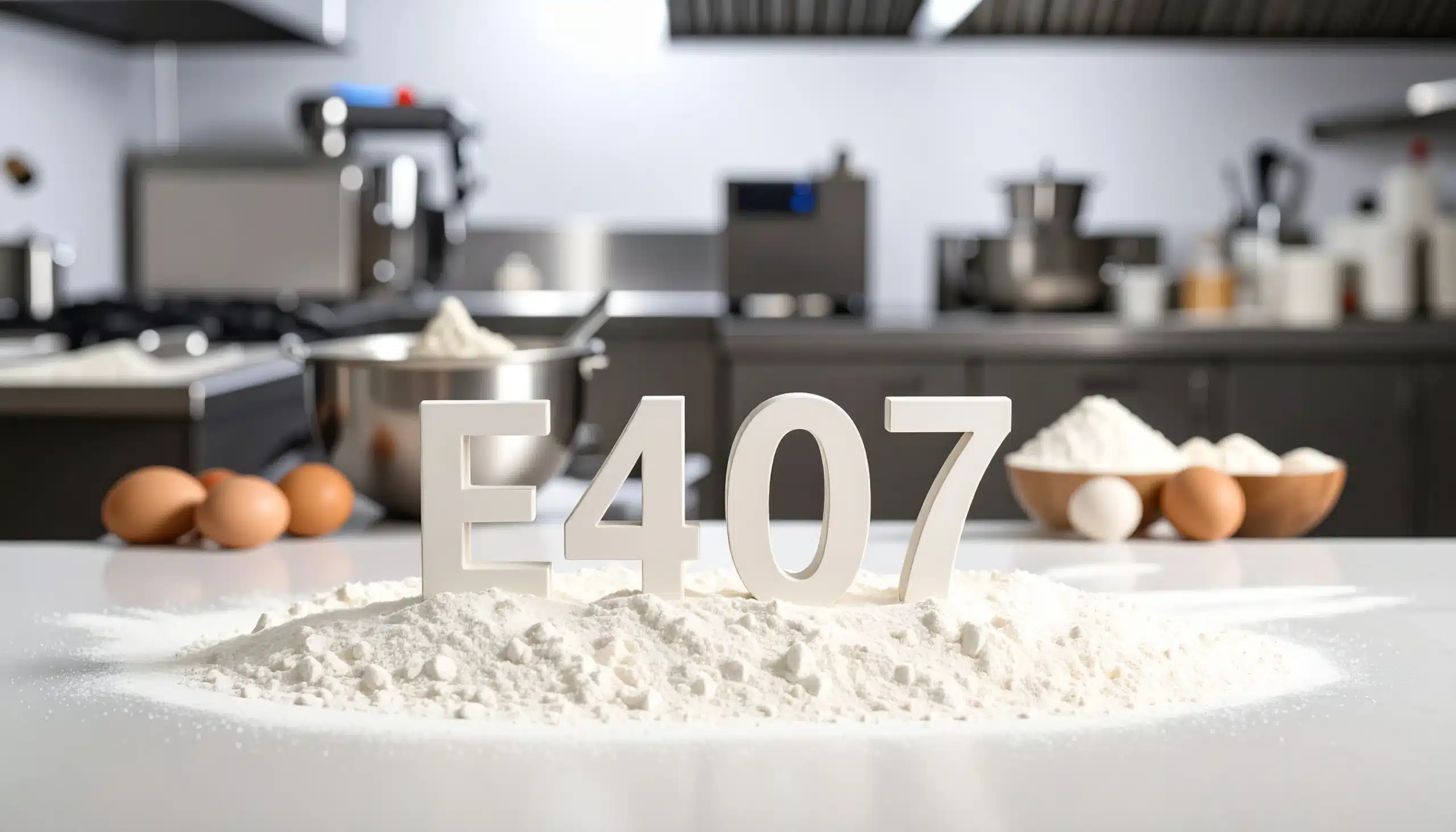 Una cocina de una encimera profesional con carragentato iota E407
