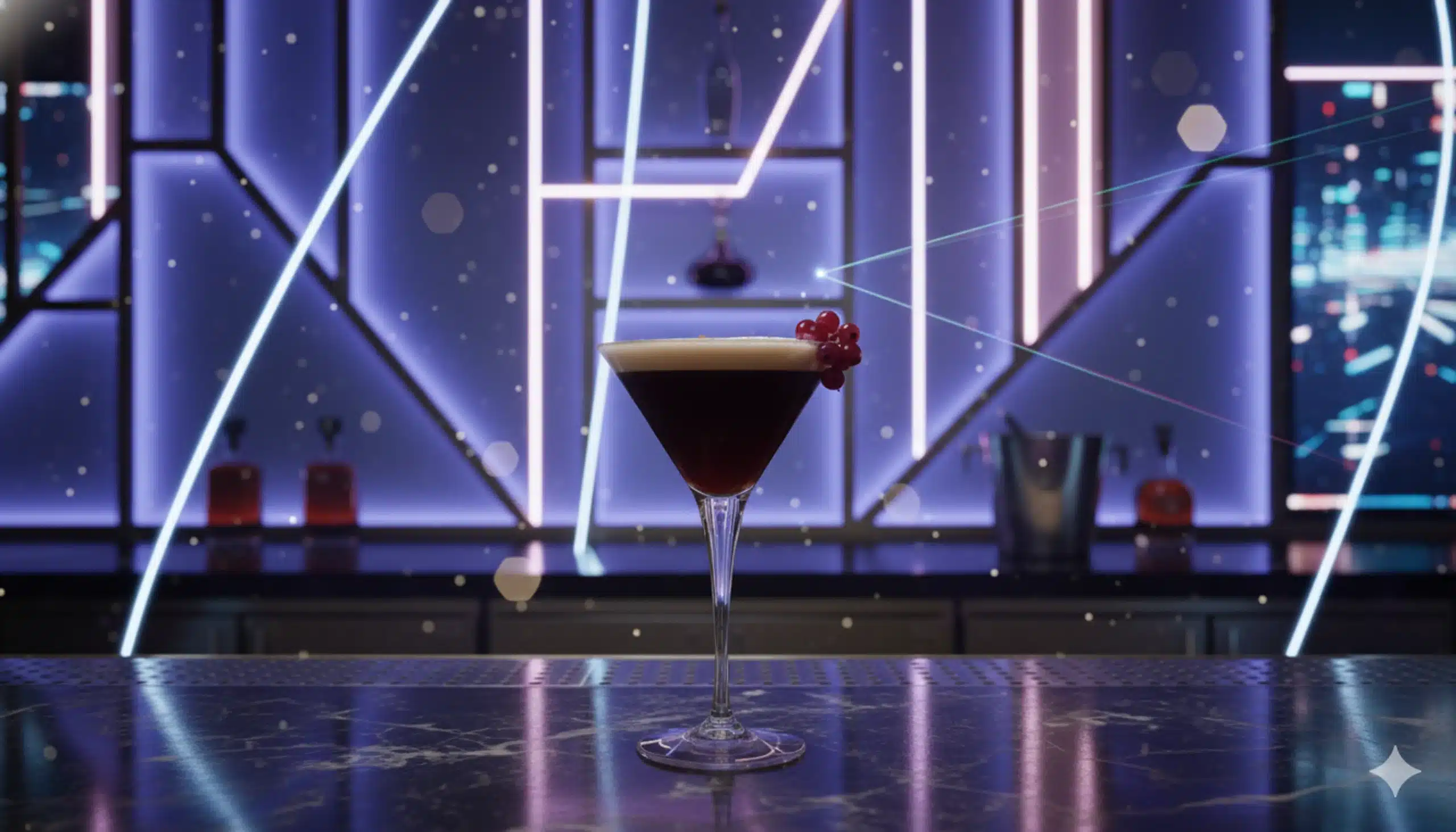 un coctel molecular en la barra de un bar