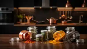 especias y hierbas deshidratadas sobre una mesa